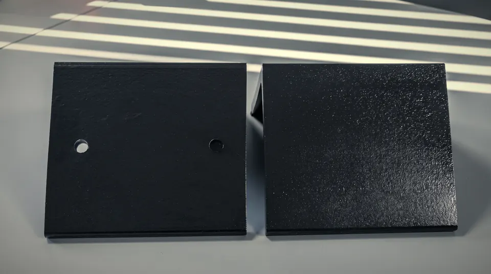 Finished panels with a textured black powder coat